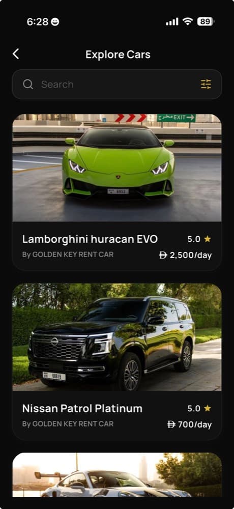 Browsing luxury vehicles in the Ananda app